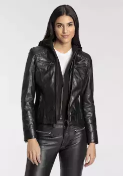 Цыганская косуха "GWNinica OT", с капюшоном, со стегаными деталями и заклепками Gipsy, черный