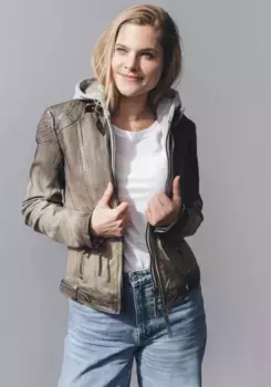 Цыганская кожаная куртка "Cascha LAMOV", с капюшоном, кожаная куртка 2-в-1 Gipsy, коричневый