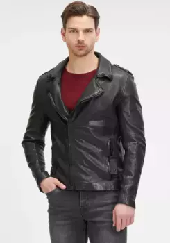 Цыганская кожаная куртка "G2MRotys SF", на асимметричной молнии, воротник с лацканами Gipsy, черный