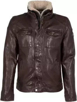 Цыганская кожаная куртка "GMTalton", на потайной молнии и принтами, искусственный мех, декоративные швы Gipsy, коричневый