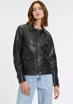 Цыганская кожаная куртка "GWAnni", на потайной молнии, с принтерами, накладными карманами Gipsy, черный