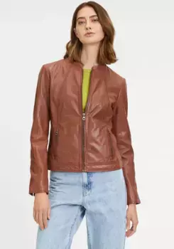 Цыганская кожаная куртка "GWMarlie W24", с небольшим воротником-стойкой, застежкой-молнией, карманами на молнии Gipsy, цвет Whiskey