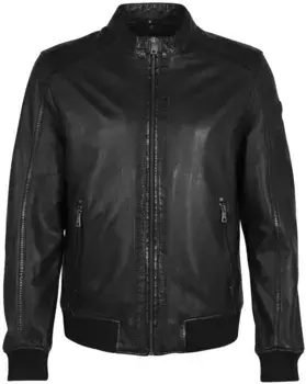 Цыганская кожаная куртка "ММГоран", с воротником стойкой, застежкой-молнией, трикотажными манжетами Gipsy, черный