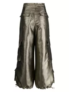 Cynthia Rowley брюки карго с эффектом металлик, золотой
