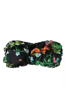 Cynthia Rowley топ бикини с оборками и цветочным принтом, черный