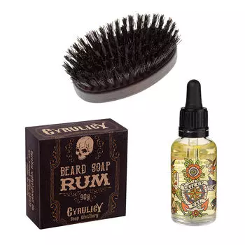 Cyrulicy Saior набор: масло для бороды, 10 мл + мыло для бороды с ромом, 100 г + картечь для бороды, 1 шт.