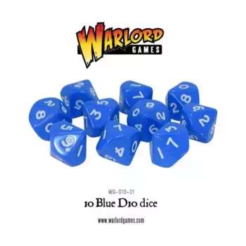 d10 16 мм Синий с белым (10), Opaque Dice (Warlord Games)