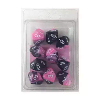 d10 Черно-розовый с белым (10), Dice - Gemini - d10 (Chessex)