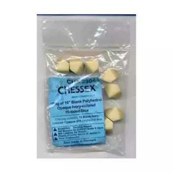 d10 Чистая слоновая кость (10), Dice - Blank (Chessex)