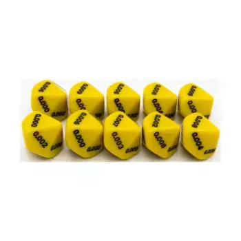 d10 Десятичные игральные кости — желтые с черным (тысячные) (10), Dice - Symbols, Functional & Unique Dice