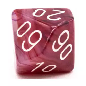 d10 Клюква с белым процентилем (1), Dice - Phantom (Chessex)