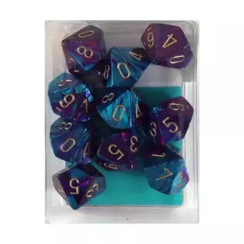 d10 Пурпурно-бирюзовый с золотом (10), Dice - Gemini - d10 (Chessex)