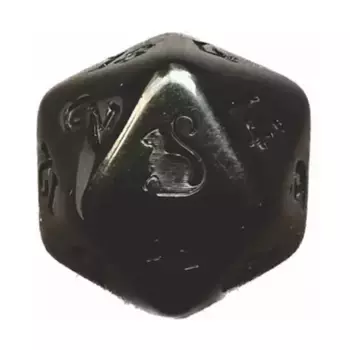 d20 19 мм Void — черный с черным, Kitty-Clacks Dice