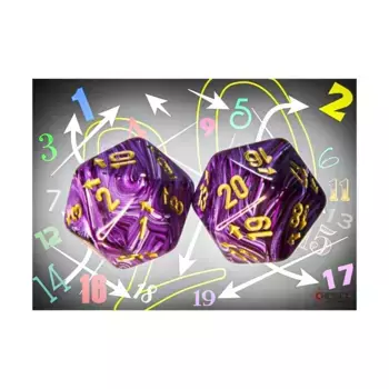 d20 25 мм Vortex фиолетовый/золотой, Dice - Count Up & Down