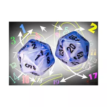 d20 25 мм Vortex Ice Blue/Черный, Dice - Count Up & Down