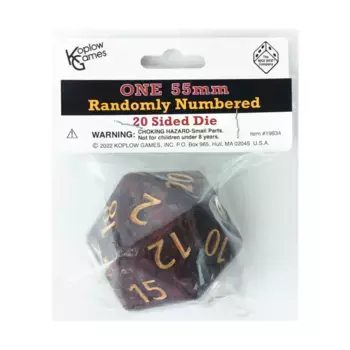 d20 55 мм — Черная роза с золотыми чернилами, Dice - Jumbo Opaque (Koplow)