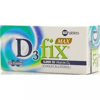 D3 Fix Max 4000 МЕ Пищевая добавка с витамином D3 - 60 таблеток Uni-Pharma