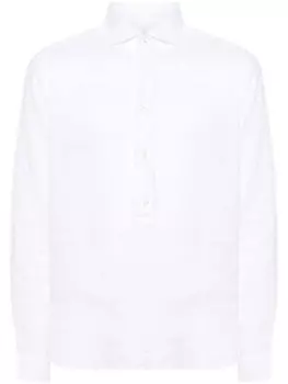 D4.0 однотонная льняная рубашка, белый