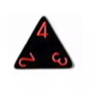 d4 16 мм Черный с красным (2), Dice - Opaque - Assorted (Chessex)