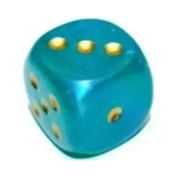 d6, 12 мм, бирюзовый с золотом (36) (3-е издание), Dice - Borealis - d6 12mm (Chessex)