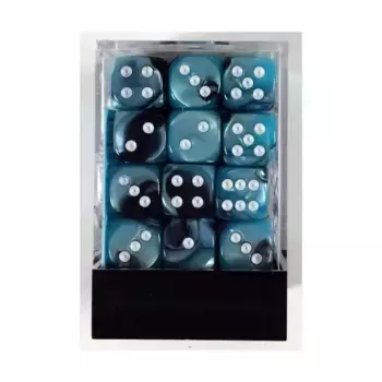 d6 12 мм Черный и ракушка с белым (36), Dice - Gemini - d6 12mm (Chessex)