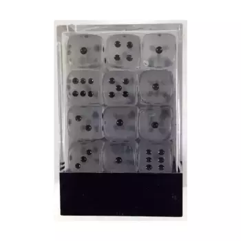 d6 12 мм, прозрачный с черным (36), Dice - Frosted - d6 (Chessex)