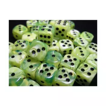 d6 12 мм Ярко-зеленый с черным (36), Dice - Vortex - d6 (Chessex)