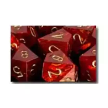 d6 12мм Алый с золотом (36), Dice - Scarab (Chessex)