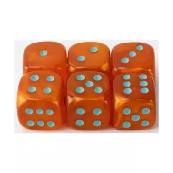 d6 12мм Оранжевый с аквамарином (6), Dice - Satin, 12mm (Crystal Caste)