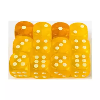 d6 16 мм, светящиеся в темноте желтые пятна (12), Dice - d6 Glow-in-the-Dark