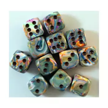 d6 16 мм Яркий с коричневым (12), Dice - Festive - d6 (Chessex)