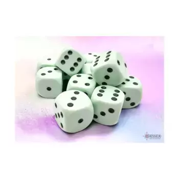 d6 16 мм Зеленый с черным (12), Dice - Opaque Pastel (Chessex)