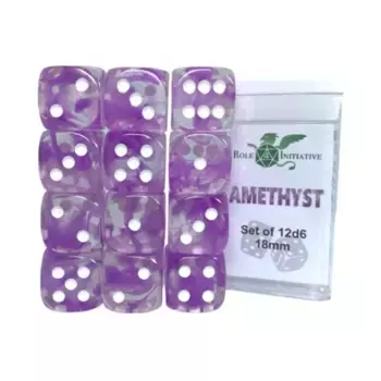 d6 18 мм Аметист с белым (12), Game Dice - Diffusion (Role 4 Initiative)