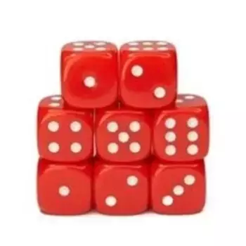 d6 18 мм непрозрачный красный с белым (12), Game Dice - Opaque (Role 4 Initiative)