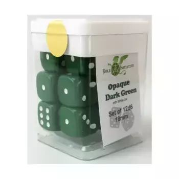 d6 18 мм непрозрачный темно-зеленый с белым (12), Game Dice - Opaque (Role 4 Initiative)