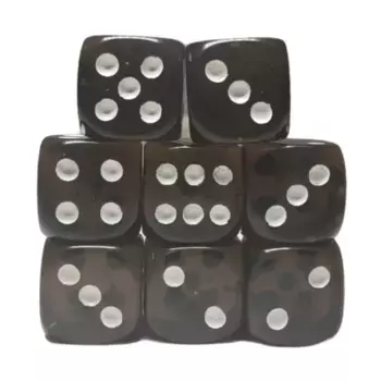 d6 18 мм, полупрозрачный черный с белым (8), Game Dice - Translucent (Role 4 Initiative)
