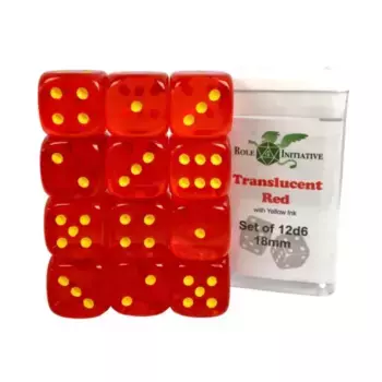 d6 18 мм полупрозрачный красный с желтым (12), Game Dice - Translucent (Role 4 Initiative)