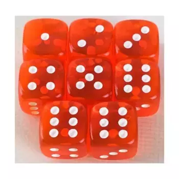d6, 18 мм, полупрозрачный кроваво-оранжевый с белым (8), Game Dice - Translucent (Role 4 Initiative)