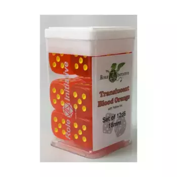 d6, 18 мм, полупрозрачный кроваво-оранжевый с желтым (12), Game Dice - Translucent (Role 4 Initiative)