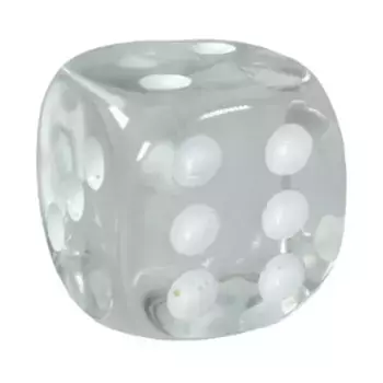 d6 18 мм полупрозрачный прозрачный с белым (12), Game Dice - Translucent (Role 4 Initiative)