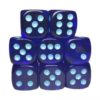 d6 18 мм, полупрозрачный темно-синий со светло-голубым (8), Game Dice - Translucent (Role 4 Initiative)