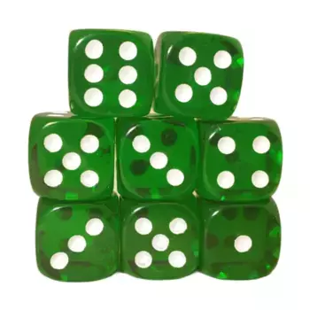 d6 18 мм, полупрозрачный темно-зеленый с белым (8), Game Dice - Translucent (Role 4 Initiative)