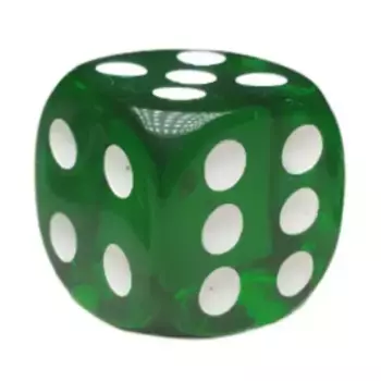 d6 18 мм, полупрозрачный темно-зеленый с белым (12), Game Dice - Translucent (Role 4 Initiative)
