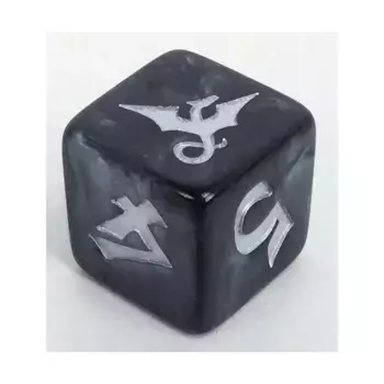 d6 19 мм Shadow Die — черный водоворот с серебром, Dragon Dice (Black Oak)