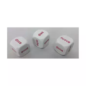 d6 20 мм 7–12 испанских слов, белый с красным (3), Dice - Assorted (Chessex)
