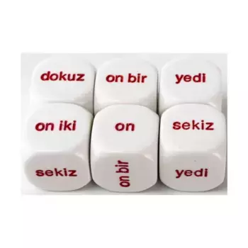 d6 20 мм игральные кости с числами 7–12 – турецкие слова (6), Dice - Foreign Language Dice
