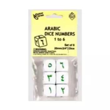 D6 20 мм игральные кости с цифрами 1–6 — арабские цифры (6), Dice - Foreign Language Dice