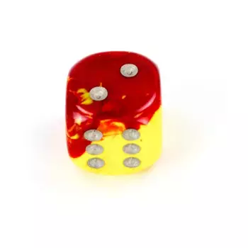 d6 20 мм красно-желтый с серебром (2), Dice - Gemini - d6 20mm (Chessex)