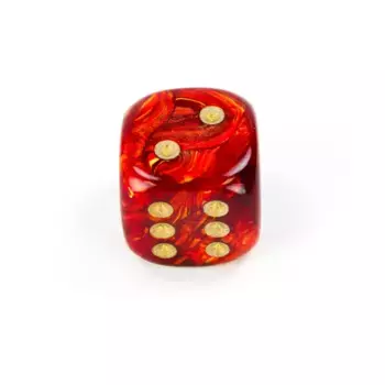 d6 20мм Алый с золотом (2), Dice - Scarab (Chessex)