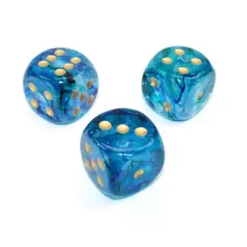 d6 30 мм Oceanic с золотом, Dice - Nebula (Chessex)